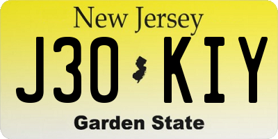 NJ license plate J30KIY