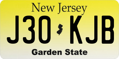 NJ license plate J30KJB