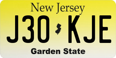 NJ license plate J30KJE