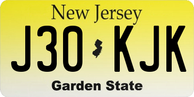 NJ license plate J30KJK