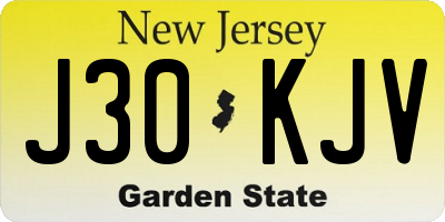 NJ license plate J30KJV