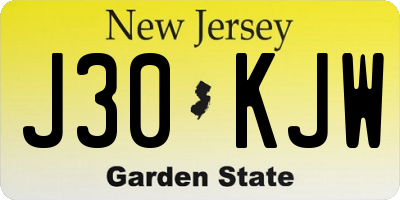 NJ license plate J30KJW