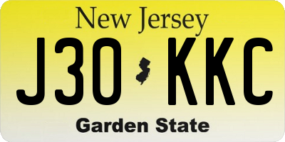 NJ license plate J30KKC