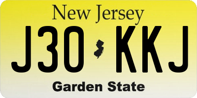 NJ license plate J30KKJ