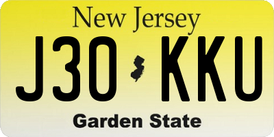 NJ license plate J30KKU
