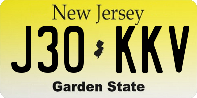 NJ license plate J30KKV
