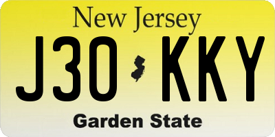NJ license plate J30KKY