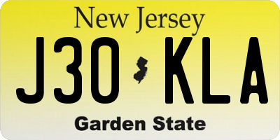 NJ license plate J30KLA