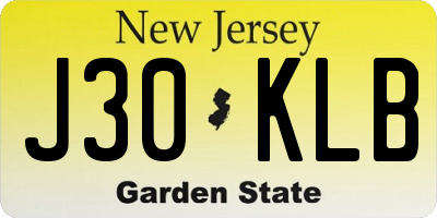 NJ license plate J30KLB