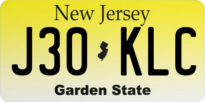 NJ license plate J30KLC