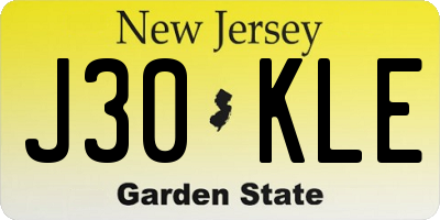 NJ license plate J30KLE