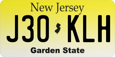NJ license plate J30KLH