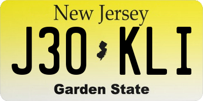 NJ license plate J30KLI