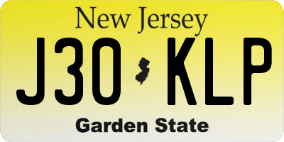NJ license plate J30KLP