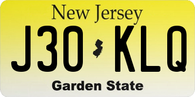 NJ license plate J30KLQ