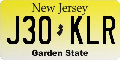 NJ license plate J30KLR