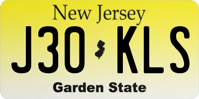 NJ license plate J30KLS
