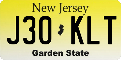 NJ license plate J30KLT