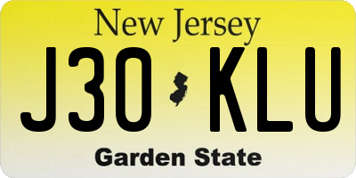 NJ license plate J30KLU