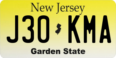 NJ license plate J30KMA