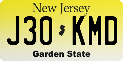 NJ license plate J30KMD