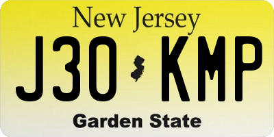 NJ license plate J30KMP