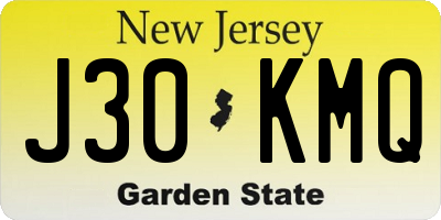NJ license plate J30KMQ