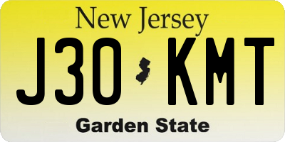NJ license plate J30KMT