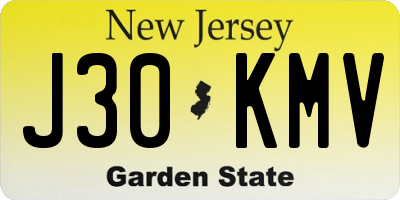 NJ license plate J30KMV