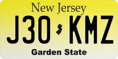 NJ license plate J30KMZ