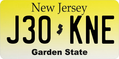 NJ license plate J30KNE
