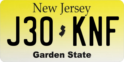 NJ license plate J30KNF