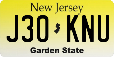 NJ license plate J30KNU