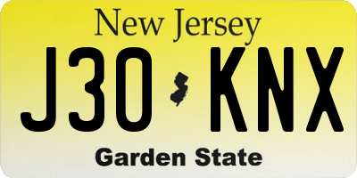 NJ license plate J30KNX