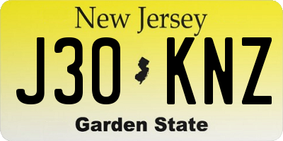 NJ license plate J30KNZ