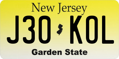 NJ license plate J30KOL
