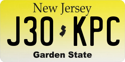 NJ license plate J30KPC