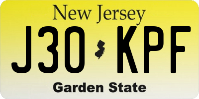 NJ license plate J30KPF