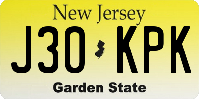 NJ license plate J30KPK