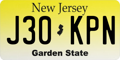 NJ license plate J30KPN