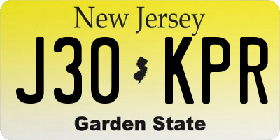 NJ license plate J30KPR