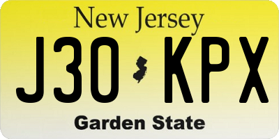 NJ license plate J30KPX