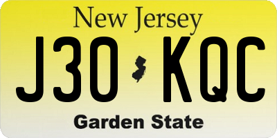 NJ license plate J30KQC