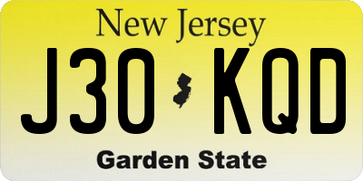 NJ license plate J30KQD