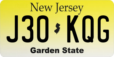 NJ license plate J30KQG