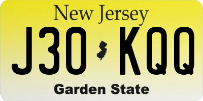 NJ license plate J30KQQ