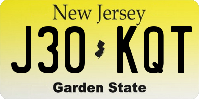 NJ license plate J30KQT