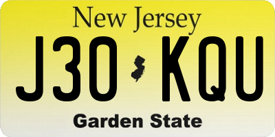 NJ license plate J30KQU