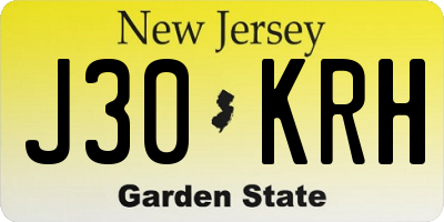 NJ license plate J30KRH