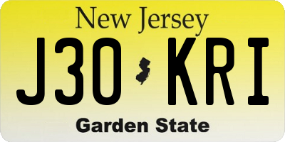 NJ license plate J30KRI